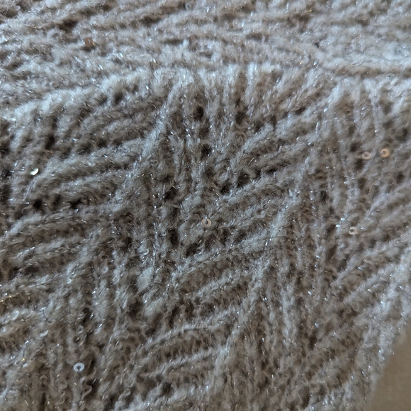 Talbot's Silver Pointelle Knit Sweater w/Silver threads and Sequins Plus 1X EUC - Picture 3 of 7